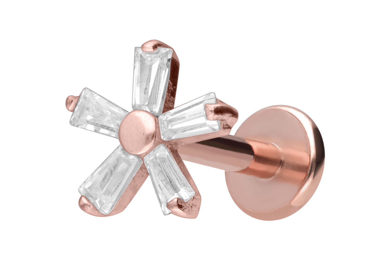 Titan Labret Piercing mit Innengewinde KRISTALLBLUME